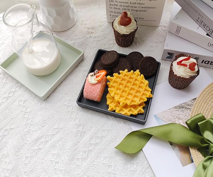 Small Square Serving Tray (5.9 inch), Durable Black Tray for Desserts & Organization, Lightweight for Coffee, Drinks, Party, Seasoning, Perfume and Display.