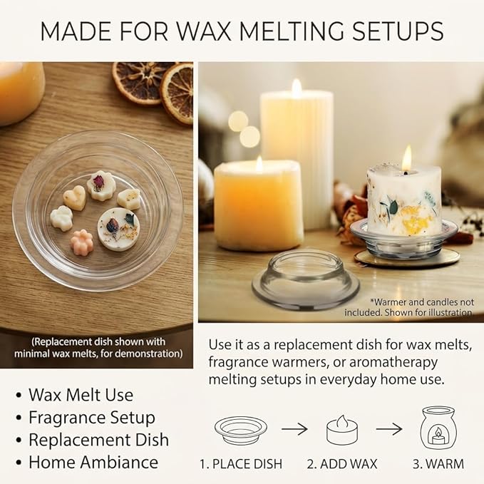 Candle Warmer Plate, 2pcs Replacement Wax Warmer for Scented Glass Aromatherapy Tray Wax Heating Plate for Oil Lamp Melt Warmes Burners, 4.52 inches