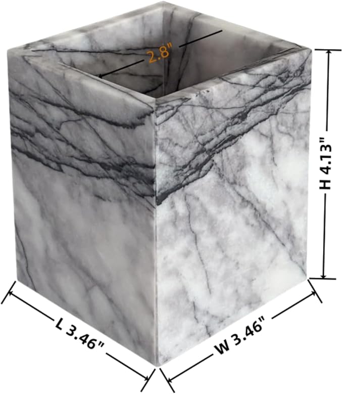 Natural Marble Stone Square Storage Container Empty Vessel Holder Cup for Candle/Pens/Sundries items (Lilac Marble)