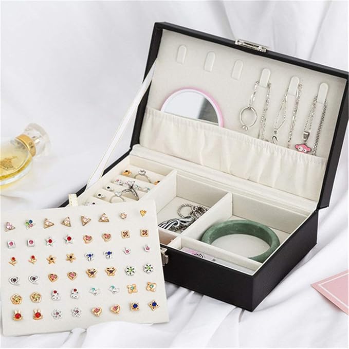Pu Leather Watch Box Organizer Storage Box Case for Watch Ornament Make Up Container Organizer (Color : White)
