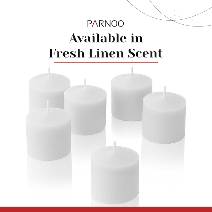 Fresh Linen Scented Votive Candles, Set of 12-1.25" Wax Candles for Home, Scented 10 Hour Burn Time - Aromatherapy, Spa Ambiance, Table Centerpieces & Home Décor