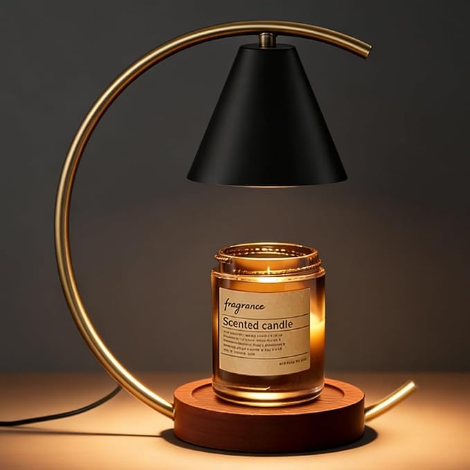 Candle Warmer Lamp with Timer Dimmable, Gifts for Women, House Warming Gifts New Home Decor, Black Candle Warmer, Wax Melt Warmer for Jar Candles with 2 * 50W Bulbs (Moon-Shape Candle Warmer Lamp)