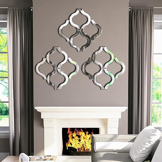 DMDFIRST Arc-Shaped Decorative Wall Mirror Silver 20"x20" Large, Exquisite Bevelled Gorgeous Glam Accent Decor, Unique Modern Fashion Hand Craft Chic Wall Decor