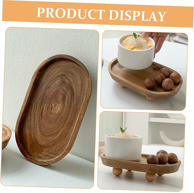 Wooden Oval Tray Jewelry Dish Makeup Organizer Desktop Perfume Holder Decorative Serving Plate for Entryway Key Storage and Aromatherapy Display