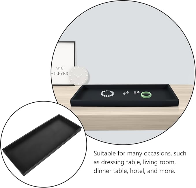 LALAFINA Silicone Vanity Tray Large Black for Bathroom Countertop Organizer, Decorative Tray for Makeup, Jewelry, Perfume, and Key Storage