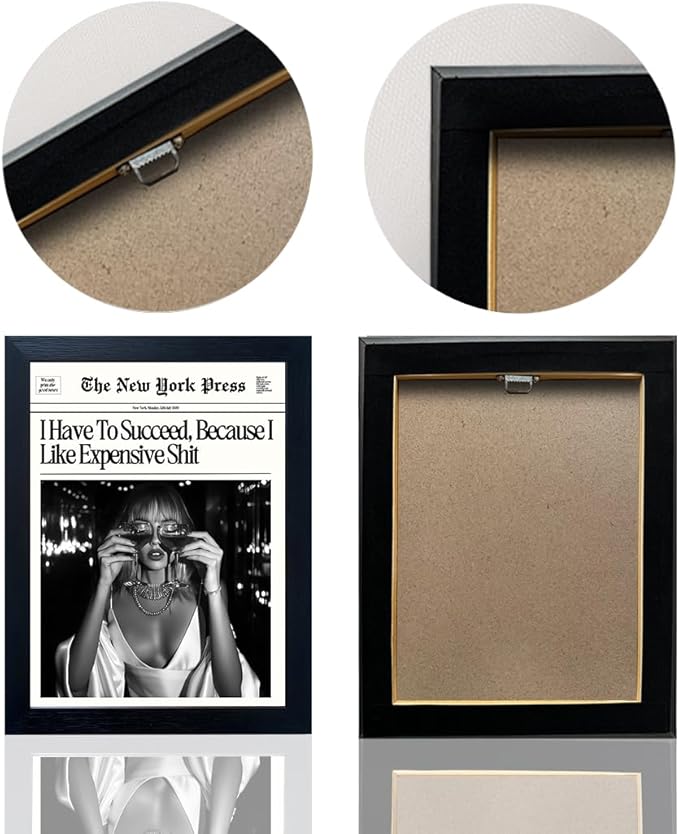 Framed New York Trends Wall Art Black And White Bedroom Decor Girl Room Decor Retro Newspaper Posters Fashion Magazine Headline Aesthetic Print