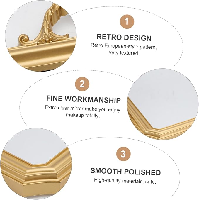 Alipis 1pc Vintage European Mirror Tray for Makeup and Perfume Storage Retro Decorative Organizer for Jewelry and Cosmetics Accent Finish