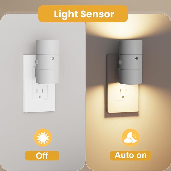 VOLISUN Night Lights Plug into Wall, Dimmable LED Nightlight with Dusk to Dawn Light Sensor, 0-100LM Adjustable Brightness, 3 Color Temperatures, Compact Size, 8 Pack for Hallway, Bathroom White