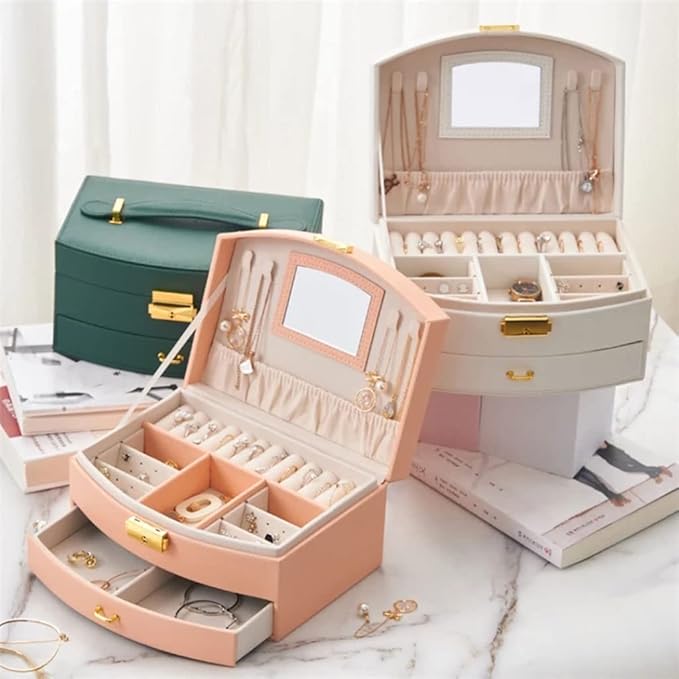 Makeup Organizers Jewelry Storage Box Portable Necklace Earrings Ring Bracelet Watch Bracelet Storage Jewelry Box PU Leather Storage Box Jewelry Case