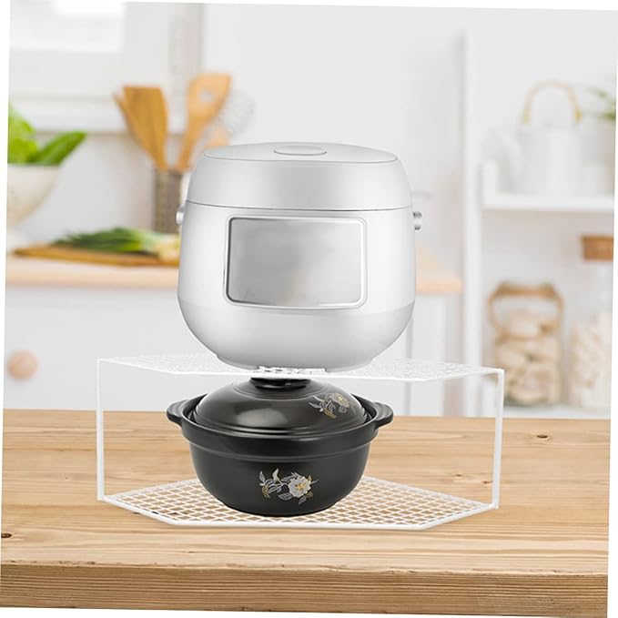 IMIKEYA Pot Storage Rack Vanity Accessories Pan Corner Shelf Kitchen Cabinet Shelf Casserole Storage Corner Cookware Shelf Pan Organizer Rack Pans Wrought Iron White Makeup Stand Counter