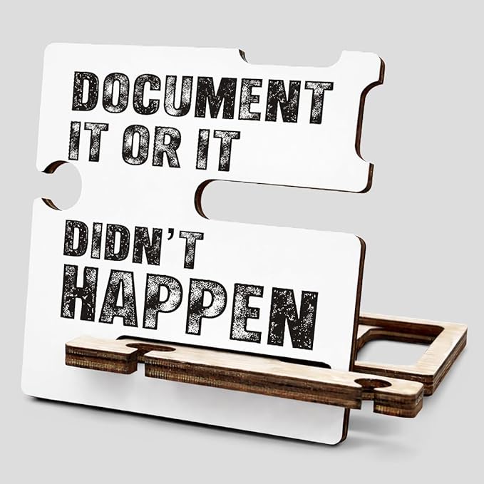 Funny Office Gifts for HR - Multi-functional Desk Organizer - Humorous Office Quote Wooden Document Sign for Office Desk Shelf Decor