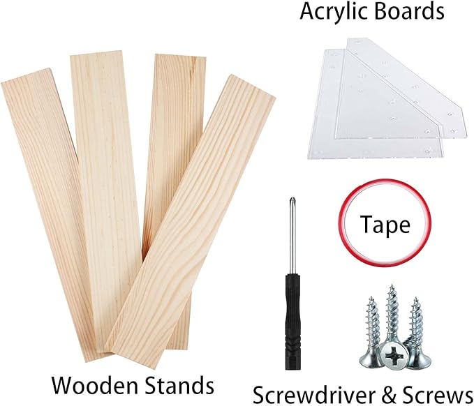 2 Pack 4 Tier Acrylic Display Stand for Figures Wooden Risers Display Case for Craft Fair Acrylic Cupcake Stand for Dessert Table Top Jewelry Displays for Craft Shows Perfume Shelf (SMALL)