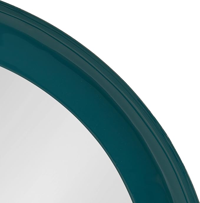 Kate and Laurel Laranya Modern Round Mirror; 22 Inch Diameter; Teal and Black; Decorative Circle Mirror with Metal Frame and Glossy Hand Applied Finish