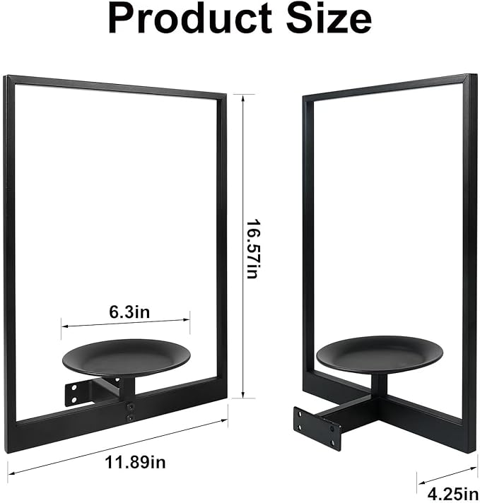 Plant Wall Shelf, Metal Modern Style Frame, Picture Wall Plant Holder, Plant Frames for Living Space Decor Display Stand for Living Room Balcony Garden Patio (2 PACK(BLACK))