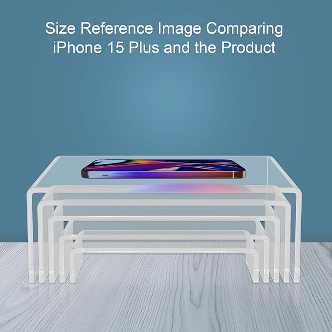 10 PCS acrylic display stand, Acrylic Display Risers, 5 Sizes Clear Product Stand, Jewelry Display Riser Shelf Showcase Fixtures For Collectibles Display, Toy Figure Display