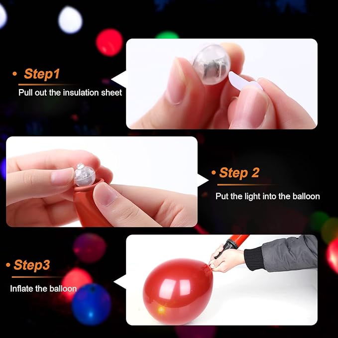 200pcs LED Orange Balloon Lights, Round LED Mini Lights for Paper Lantern Balloon Birthday Party Event Indoor Outdoor Wedding Decoration Halloween Christmas Supplies