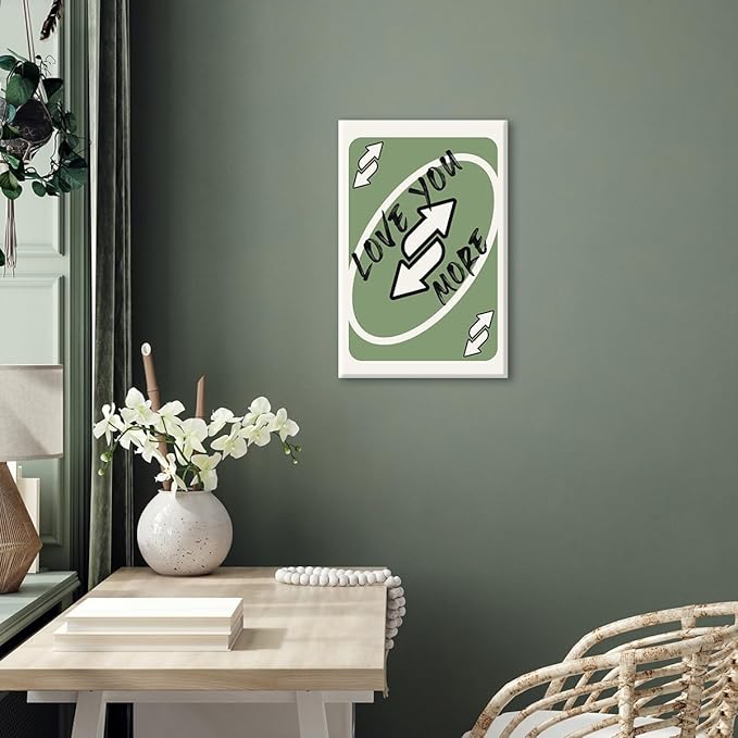 abrtolpffo Trendy Sage Green Canvas Wall Art, Love You More Quote Aesthetic Poster, Retro Playing Card Art Print, Preppy Girly Bedroom Wall Decor, Cute Arrows Sign Picture 24x36in Wrapped Canvas