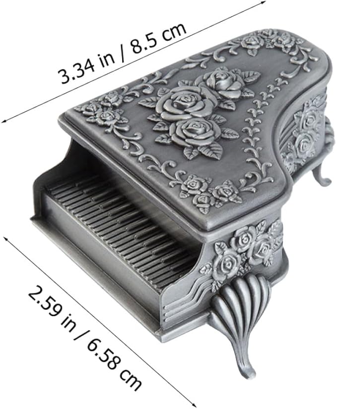 Abaodam Metal Jewelry Box Small 6x8.5x5 Cm Retro Style Engraved Rose Ring and Earring Storage Case European Style Steel Makeup Organizer for Women Home Use