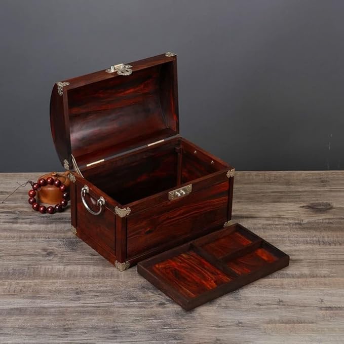 Makeup Organizers Solid Wood Jewelry Box Chinese Retro Storage Box Ring Earring Necklace Bracelet Watch Small Jewelry Storage Box Jewelry Box 11.81 Inches Jewelry Case (Color : A)
