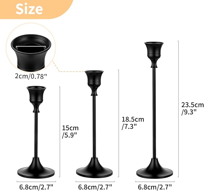 Nuptio Black Candlestick Holders 30 Pcs Candle Sticks Holder Metal Tapered Candle Holder Taper Candle Holders for Wedding Christmas Party Celebration Mantel Dinner Home Decoration