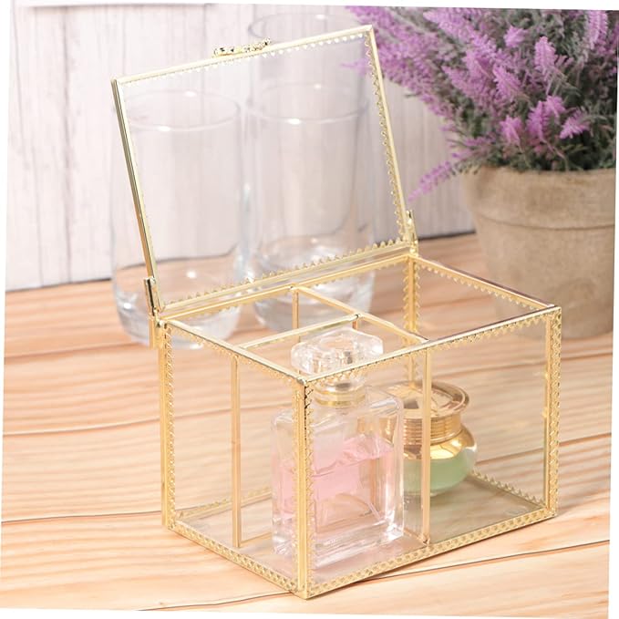 CALLARON Glass Cosmetic Storage Box Makeup Organizer Drawers Desktop Makeup Storage Case
