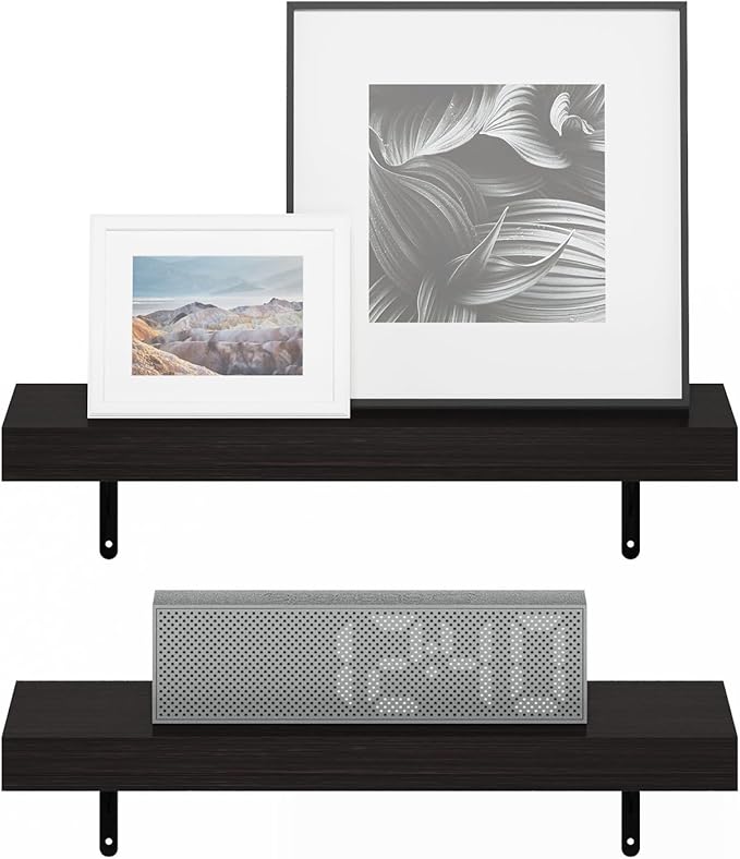 Furinno Tanna Floating Shelves for Wall Set of 2, 22-Inch Wall Shelf, Triple Thick Floating Mounted Shelf, for Bathroom, Home Office, Living Room, Tobacco Oak