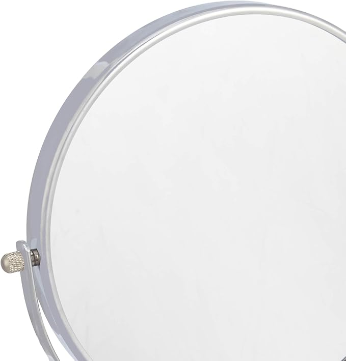 Amazon Basics Wall Mount Round Vanity Mirror with 360° Rotation, Double Sided, 1X/5X Magnification, Adjustable, 12.8"L x 10"W, Chrome