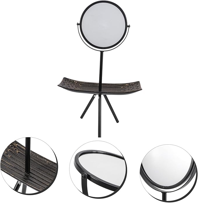 Mipcase Rotating Makeup Mirror with Angle and Elegant Design European Style Vanity Tray for Bedroom and Dressing Table and Lightweight Cosmetic Organizer