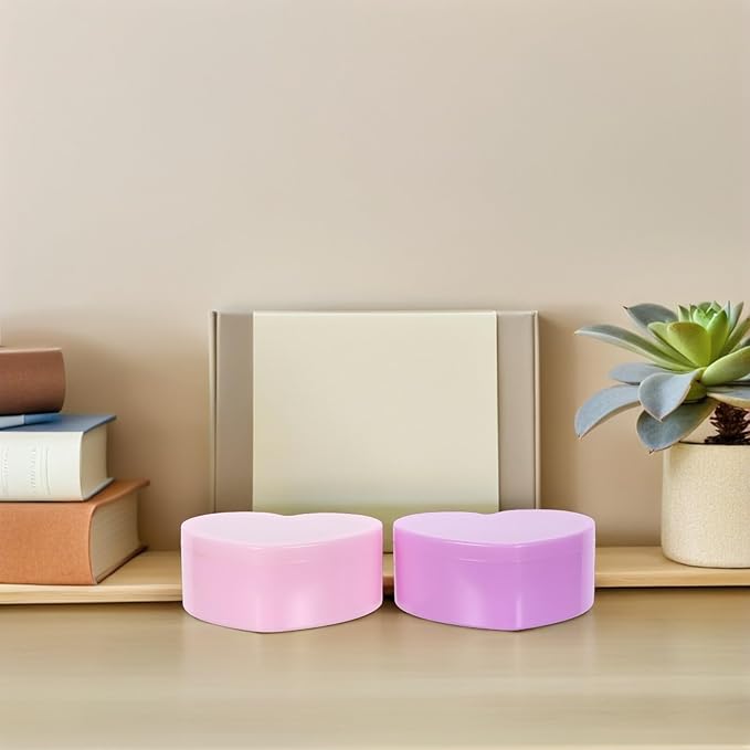 2pcs Heart-shaped Jewelry Box with Double-layer Organizer and Makeup Mirror, Small Hair Accessories Storage Case in Light Pink and Lavender, Jewelry Holder for Bedroom Use