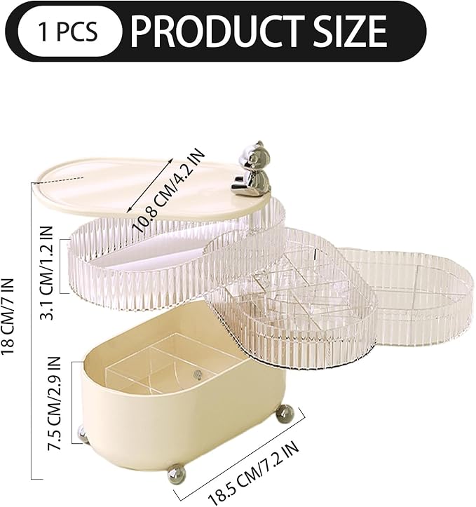 Jewelry Box, 4-Layer Rotation Jewelry Organizer, Acrylic Storage Boxes for Rings, Bracelets, Necklaces, Lipsticks, Make up Organizer for Vanity Top, Gifts for Women