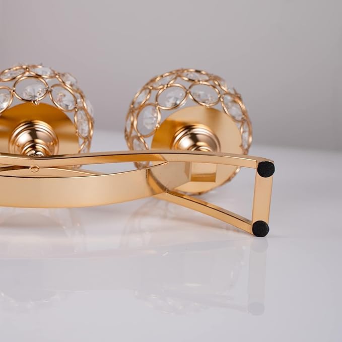 VINCIGANT Gold Candle Holders for Table Centerpiece, 3 Arms Metal Candelabra Candlestick Holders for Home Decor, Wedding, Dinning, Party, Anniversary,Christmas Halloween Decorations