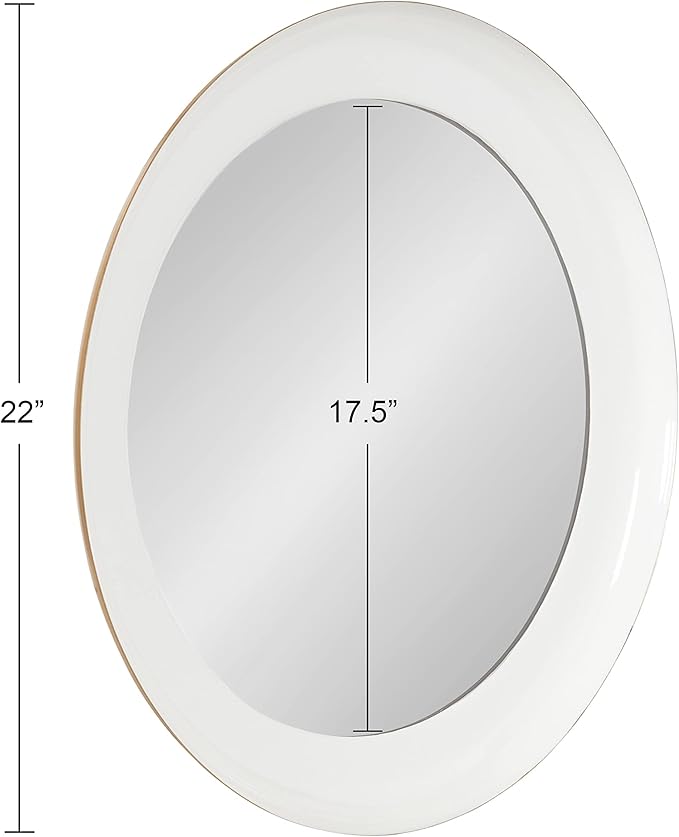 Kate and Laurel Laranya Modern Round Mirror; 22 Inch Diameter; White and Gold; Decorative Circle Mirror with Metal Frame and Glossy Hand Applied Finish