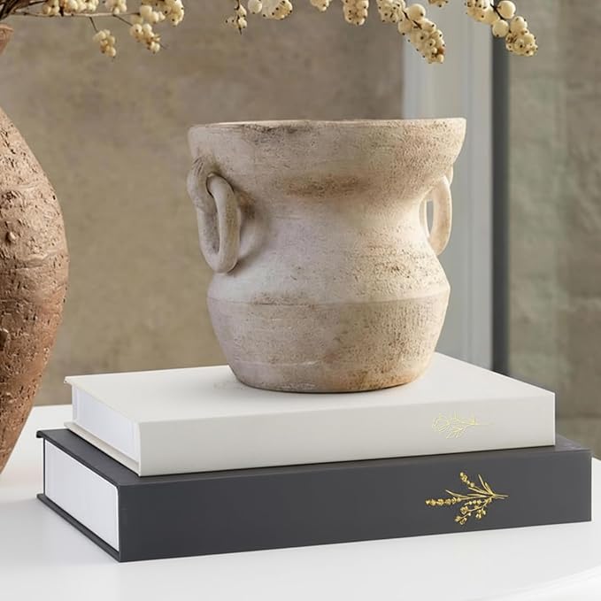 Cinnvoice Set of 2 Aesthetic Decorative Books Boxes, Faux Books Stacked for Decoration for Coffee Tables Modern Home Bookshelves Decor, Fake Fashion Photo Storage Boxes(Dark Gray)