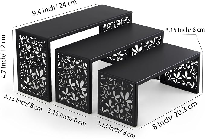AIM & GGKK 3-Tier Black Perfume Organizer Stand | Rustproof Metal Cologne Display Rack for Cluttered Vanity & Bathroom | Space-Saving Vertical Fragrance Holder & Elegant Cupcake Tower for Party Decor