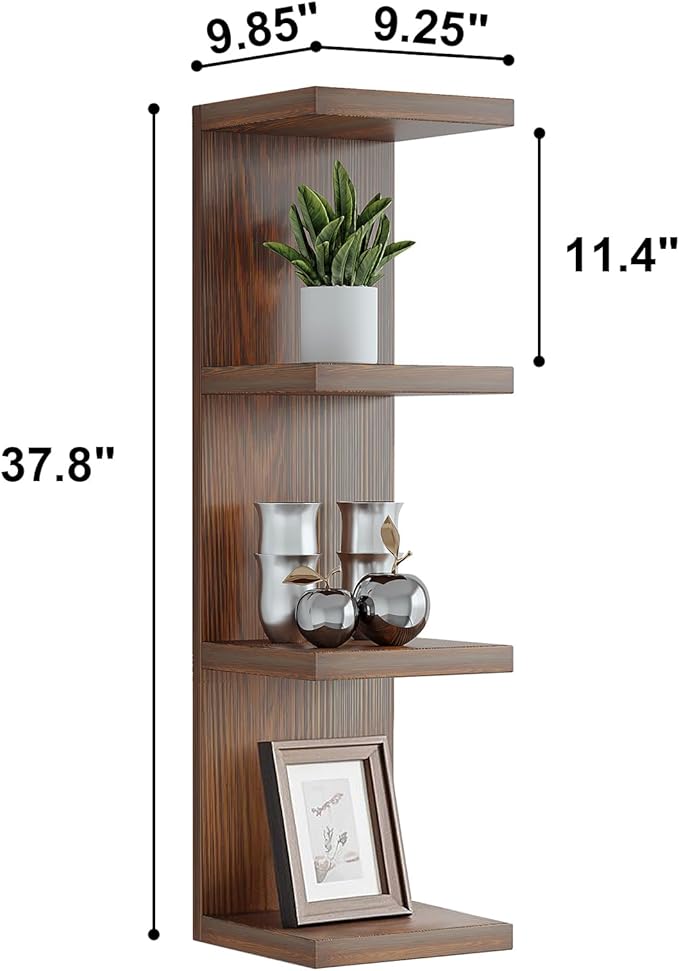 LitaEther Lack Wall Shelf,Display Floating Shelf (Solid Wood, 4 Tier)
