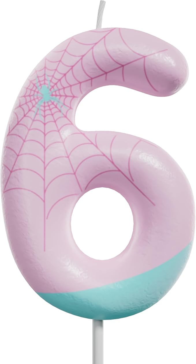 Pink Spider Birthday Number Candles – Multi-Color Decorative Cake Toppers for Kids Party & Celebration(Pink, 6)