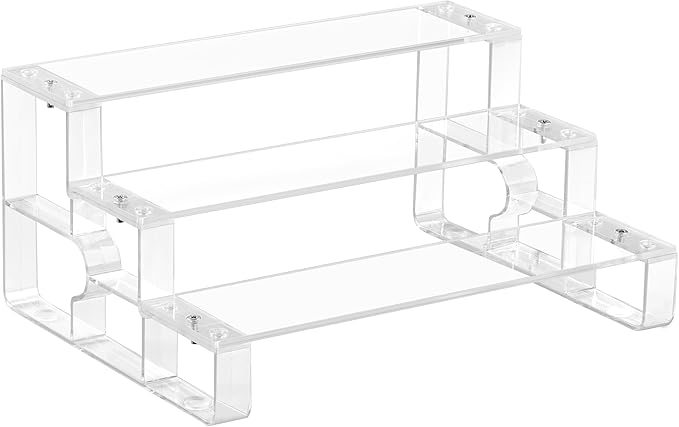 Perfume Organizer Stand,Cologne Organizer for men,3 Tier Acrylic Display Risers, Cupcake Stand Holder, Large Shelf Risers Decoration for Figures, Dessert Shelves for Party (Clear, 3 Tiers-14“)