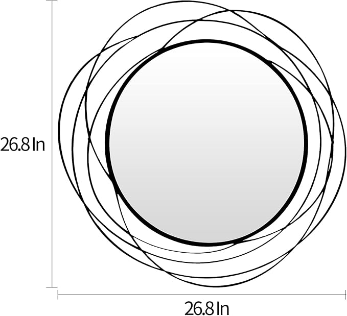 HQiJun Round Wall Mirror - 26.8" Large Black Circle Mirror for Wall with Art Decorative Durable Metal Frame, Modern Hanging Mirror for Bathroom Over Sink, Bedroom, Entryway, Vanity or Living Room
