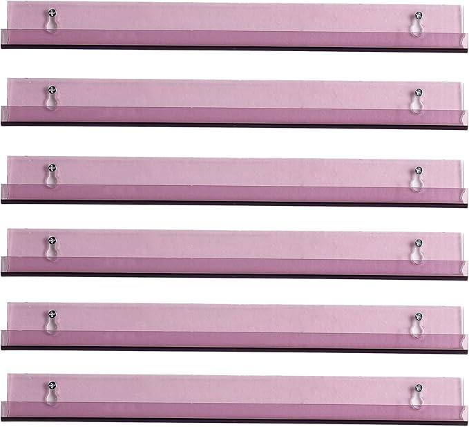 Sooyee 15 Inch Wall Shelves - Floating Shelf, Small Bookshelf for Kids Room, Hanging Shelves for Wall Storage, Toy Picture Ledge Display Shelf, 6 Pack, Violet