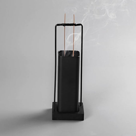 Incense Burner Holder for Sticks, [New Upgraded-Two Black Clip] Upside Down Incense Burner with Removable Glass Ash Catcher Anti-Ash Flying