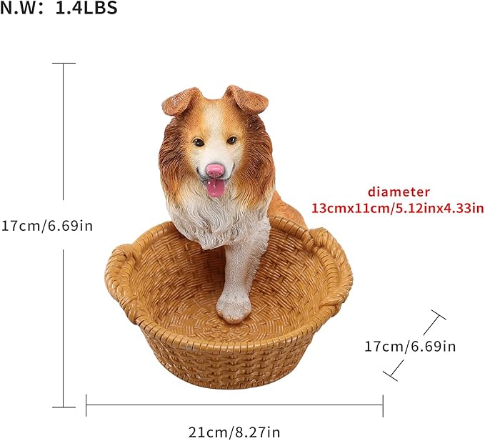 Dog Resin Storage Basket, Desktop Organizer for Remote & Keys, Cute Home Decor Tray, Ideal present for Pet Lovers.(Pomeranian)