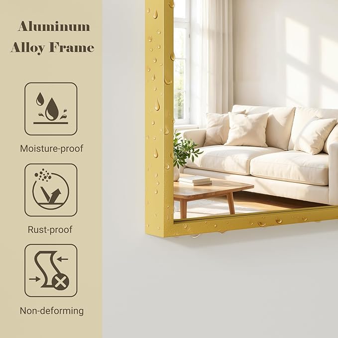 Large Full Length Mirror, 36"x80" Arched Floor Mirror Full Length with Stand, Room Decor Big Full Body Mirror with HD Tempered Glass Aluminum Frame for Bedroom Living Room, Gold