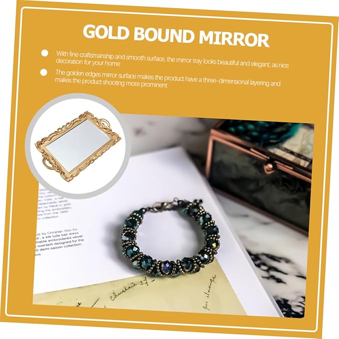 Mirror Vanity Tray for Perfume and Makeup Decorative Dresser Organizer Tray with Glass Surface for Vanity and Cosmetics Display in Bedroom Or Bathroom