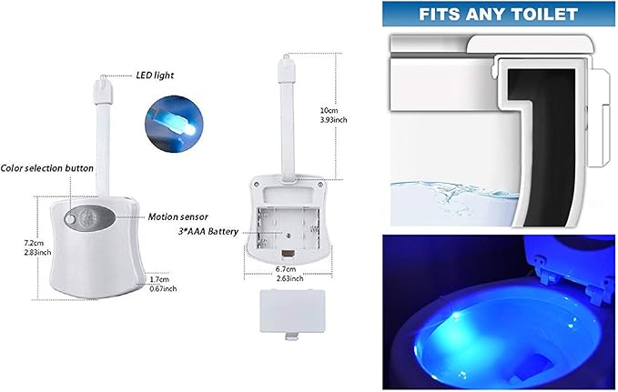 The Original Toilet Night Light Gadget, Fun Bathroom Lighting Add on Toilet Bowl Seat, Motion Sensor Activated LED 9 Color Modes - Weird Novelty Funny Birthday Gag Gifts for Men, Dad, Kids & Toddlers