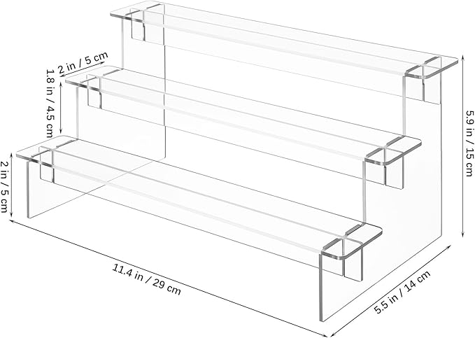 TOYANDONA Acrylic Display Shelf 2pcs Set 3-tier 29cm Organizer for Figurines Makeup Riser Cosmetics Storage Rack Jewelry Display Risers for Desktop Showcase