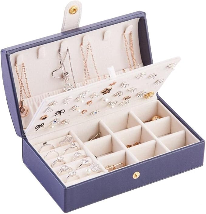 Pu Earring Jewelry Box Double Layer Storage Organizer Large Capacity Travel Small Ring Multifunctional Makeup Organizer Lipstick