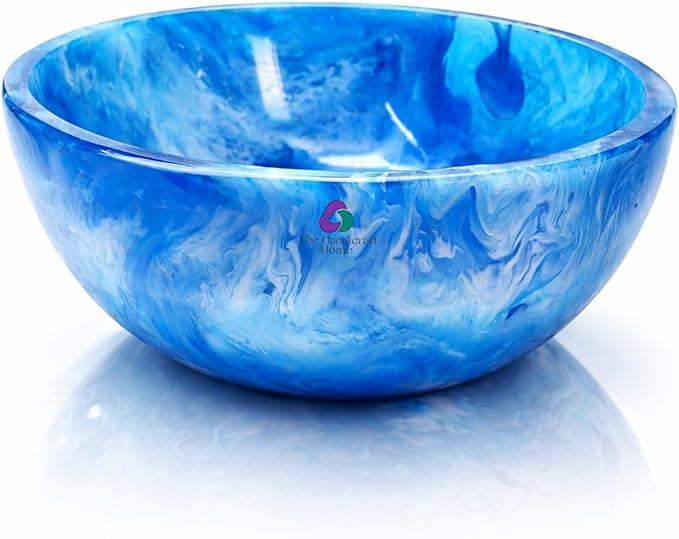 Elegant Handcrafted Resin Bowl – Glossy Amber Finish Decorative & Functional Use | Resin Decorative Bowl Centerpiece Table Decorations, Fruit Basket for Coffee Table Décor, Kitchen Décor (Blue)