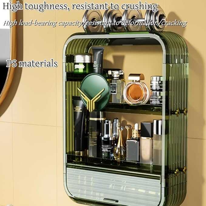 Multi-Layer Bathroom Wall Shelf, Wall-Mounted Makeup Organizers with Hooks, Simple Wall Shelves, Over The Toilet Storage Cabinet for Bedroom or Bathroom