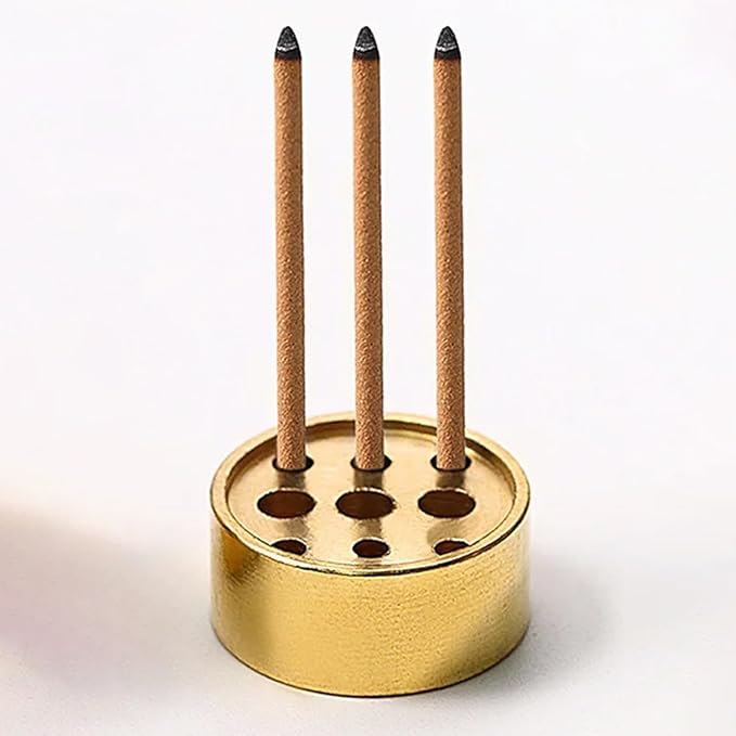 Small Brass Incense Holder with 9 Holes, Mini Incense Stick Holder for Meditation Yoga Relaxation, Alloy Burner for Traditional Japanese Nepal Sticks, Home Office Decor
