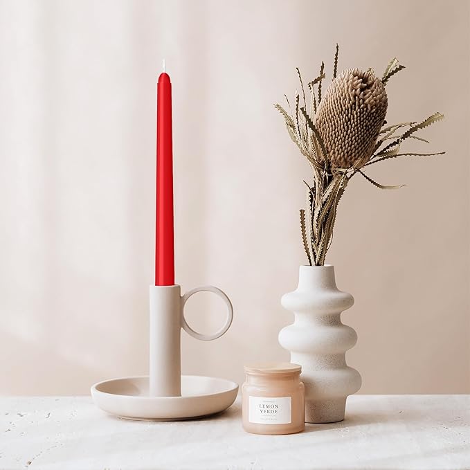 LYOBATH 12 Pack Red Taper Candles - Taper Candles 10 Inch Dripless, Smokeless & Unscented - 8 Hours Long Burning - Hand Poured Tall Candlesticks - Ideal for Weddings, Dinner Parties, and Home Decor